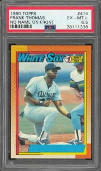 1990 Topps #414 Frank Thomas, Scarce "No Name On Front" Rookie Card Variation – PSA EX-MT+ 6.5
